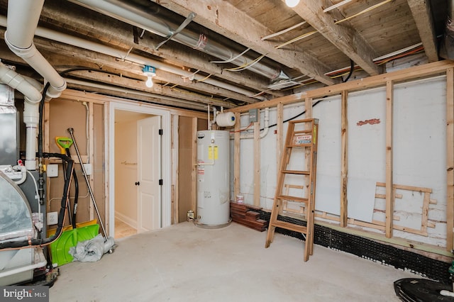 basement with gas water heater