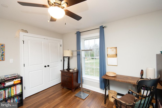 office space featuring dark hardwood / wood-style floors