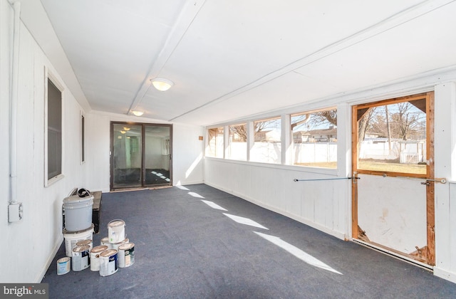 view of unfurnished sunroom