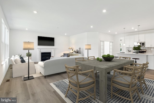 dining area featuring light hardwood / wood-style flooring