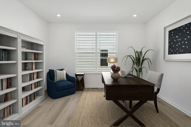 office space featuring light wood-type flooring