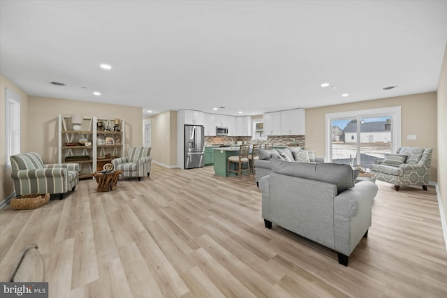 living room featuring light hardwood / wood-style floors