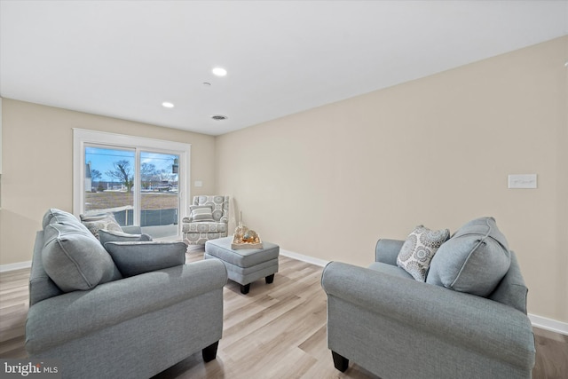 living room featuring light hardwood / wood-style flooring