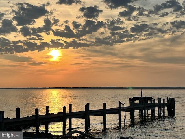 view of dock featuring a water view