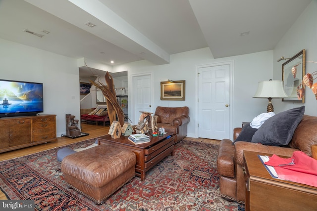 living area featuring wood finished floors