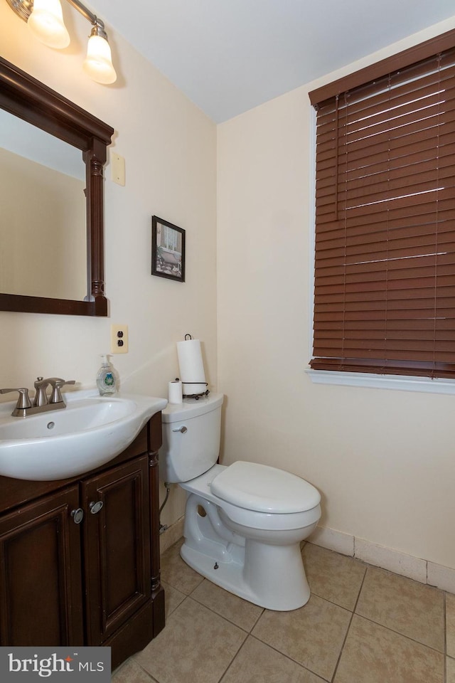 bathroom featuring tile patterned floors, toilet, and vanity