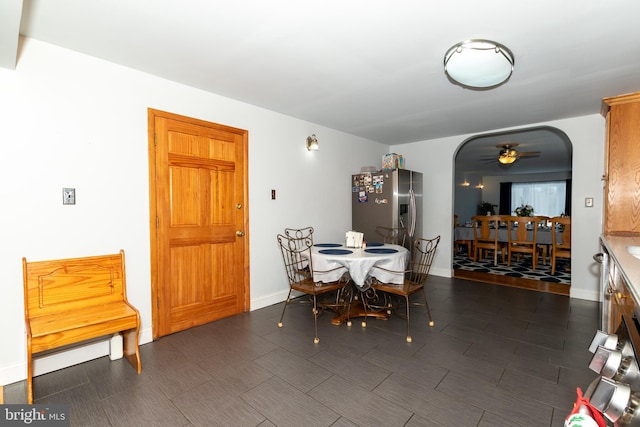 dining area with ceiling fan