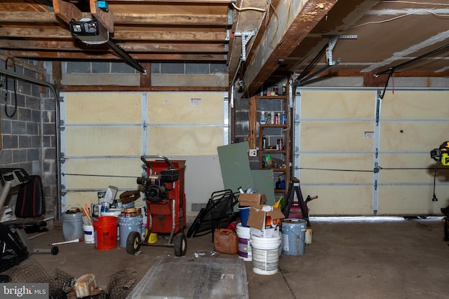 garage with a garage door opener