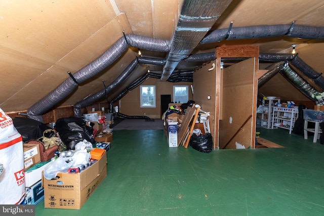 view of unfinished attic