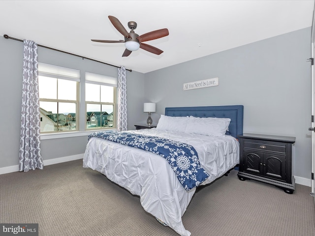 bedroom featuring carpet and ceiling fan