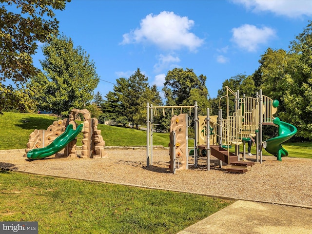 view of play area with a lawn