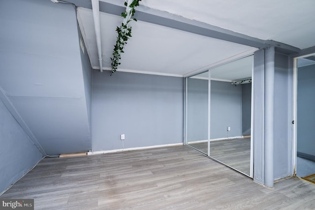 interior space featuring a closet and hardwood / wood-style flooring