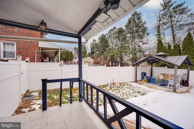 view of patio / terrace featuring a gazebo