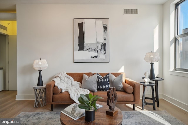 living room with hardwood / wood-style floors