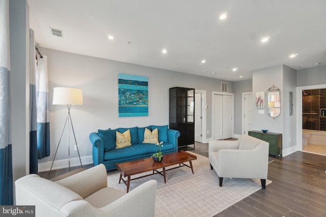 living room with wood-type flooring