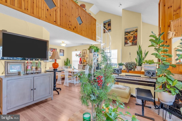 living room with light hardwood / wood-style floors