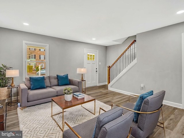 living room featuring light hardwood / wood-style floors