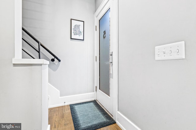 doorway featuring hardwood / wood-style flooring