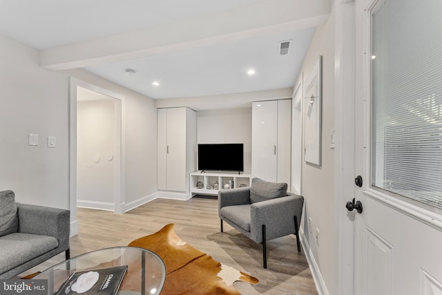 living room with light wood-type flooring