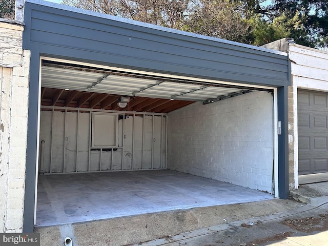 garage with a garage door opener