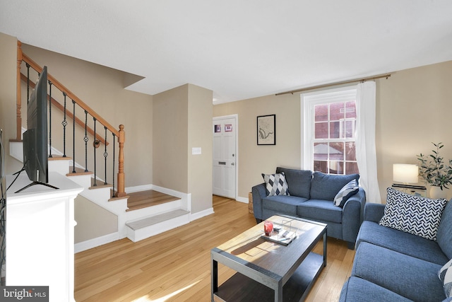 living room featuring light hardwood / wood-style floors