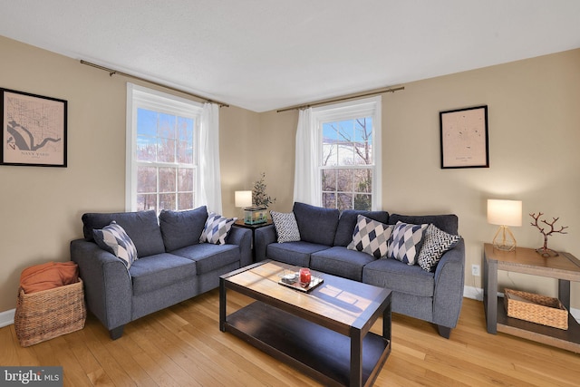 living room featuring light hardwood / wood-style floors