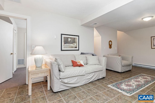 living room featuring a baseboard radiator