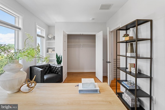 office space featuring wood-type flooring