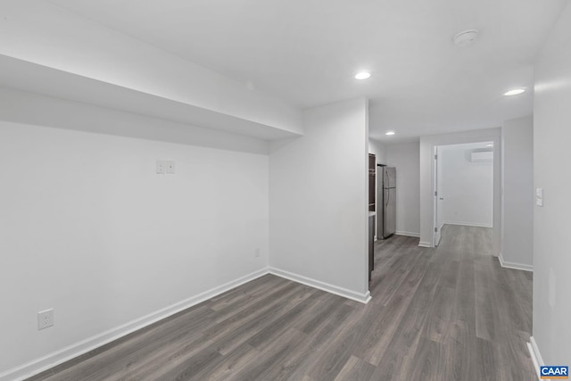 interior space with dark hardwood / wood-style flooring