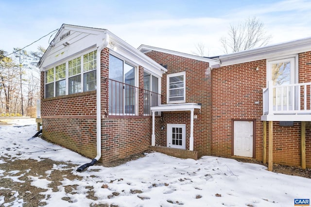 view of snow covered exterior