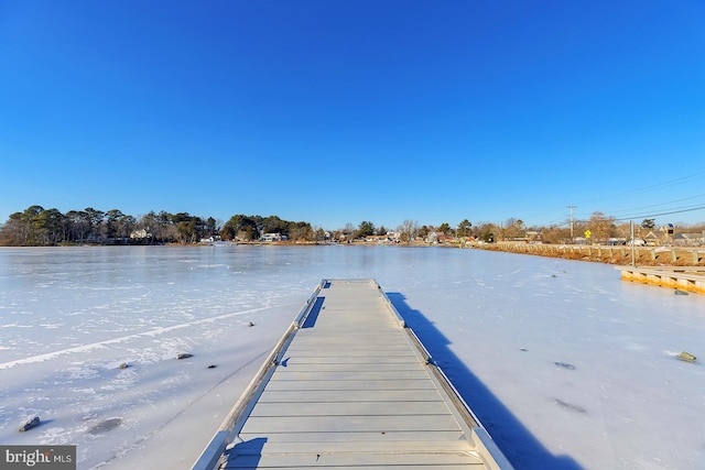 view of dock featuring a water view