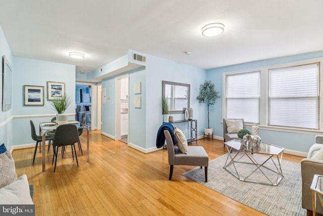 living room featuring light hardwood / wood-style flooring