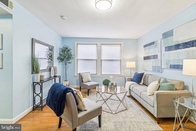 living room featuring light hardwood / wood-style floors