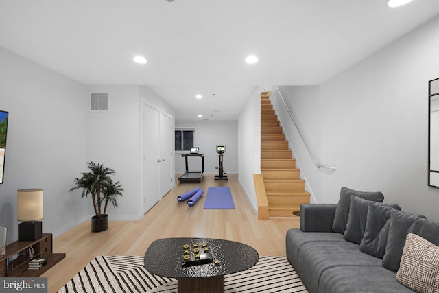 living room featuring light hardwood / wood-style flooring