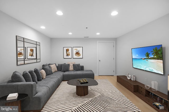 living room featuring light hardwood / wood-style floors