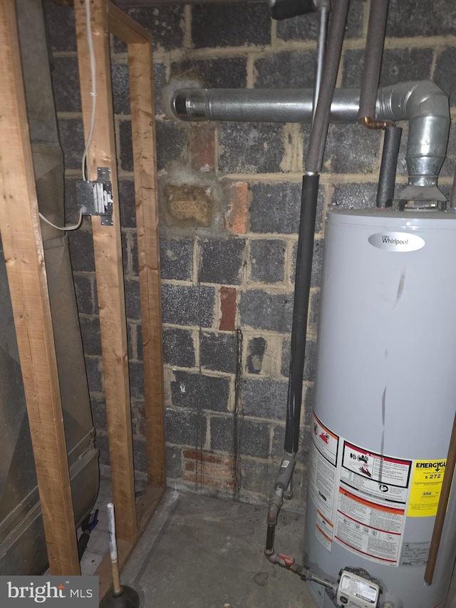 utility room featuring water heater