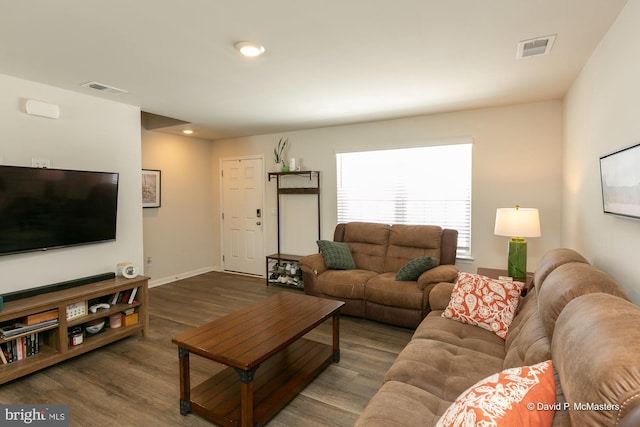 living room featuring hardwood / wood-style flooring