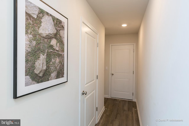 hall featuring dark hardwood / wood-style flooring