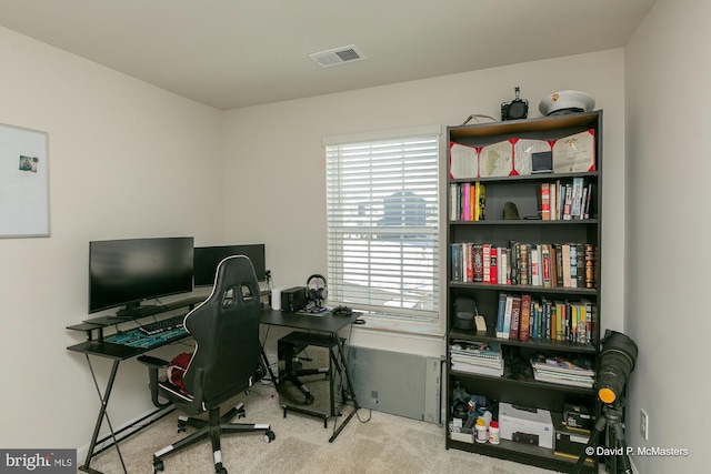 office space with light carpet