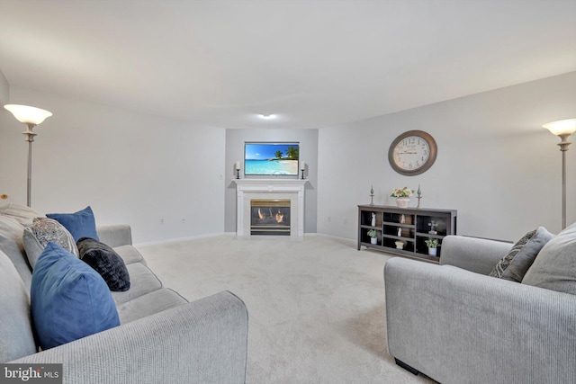 living room with carpet floors