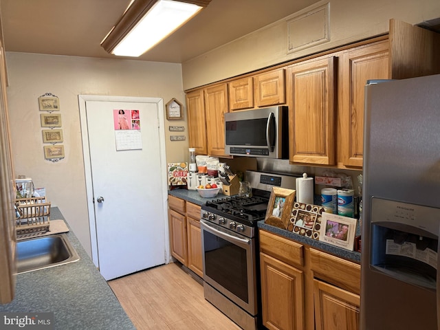 kitchen featuring sink, light hardwood / wood-style flooring, and stainless steel appliances