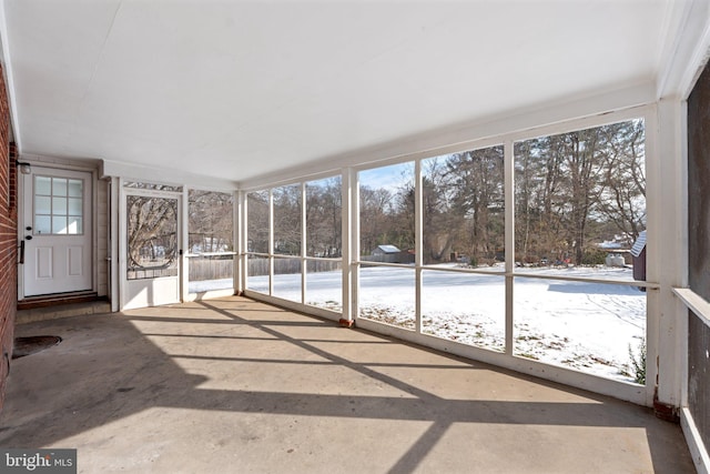 view of unfurnished sunroom