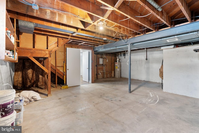 basement with water heater