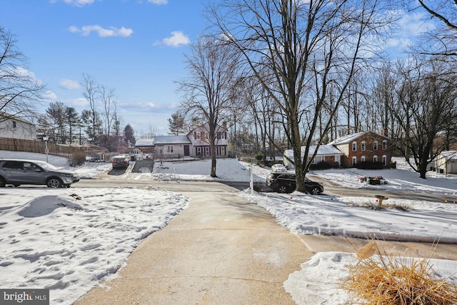 view of yard layered in snow