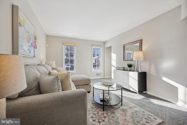 living room with carpet