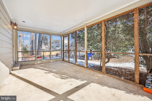 view of unfurnished sunroom