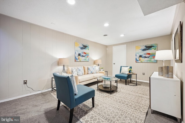 living room with carpet floors