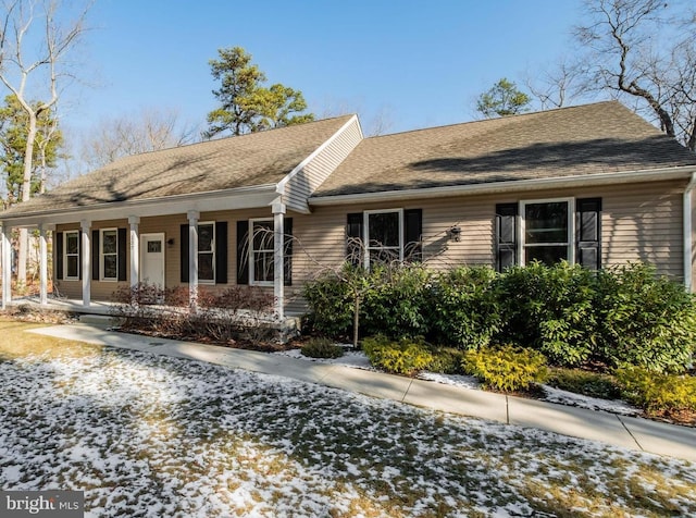 ranch-style home with covered porch