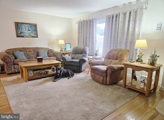 living room with light hardwood / wood-style floors