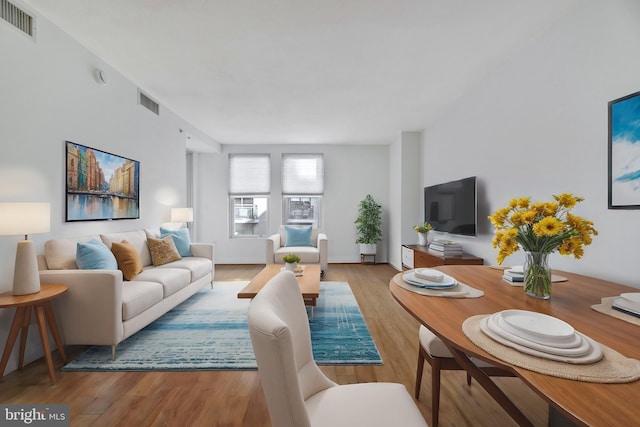 living room featuring light hardwood / wood-style floors